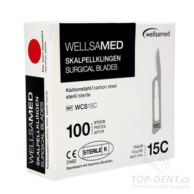 Wellsamed skalpelové carbonové čepelky fig. 15C, 100 ks