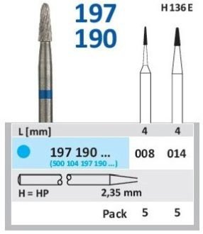 HORICO tvrdokovová fréza - kónus zaoblený 0,8 mm