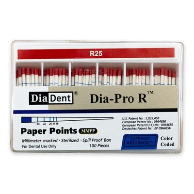 Papírové čepy DiaDent DiaPro Recipro R25 červené