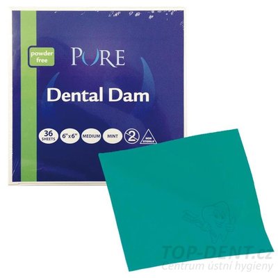 PURE Dental Dam latexová blána 15x15 (mint), 36ks
