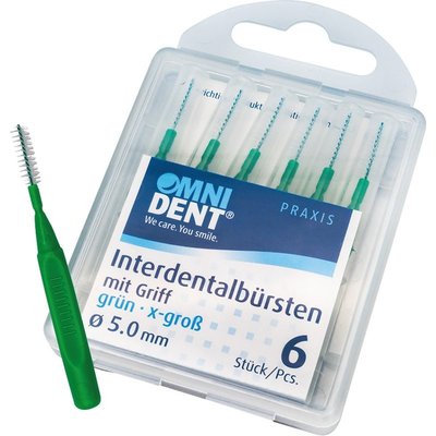 OMNIDENT Mezizubní Kartáčky S Rukojetí X-Velké Zelená 6ks