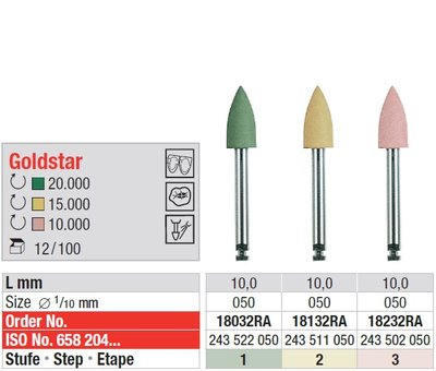 Edenta Goldstar - leštiace nástroje na drahé kovy - 12 ks