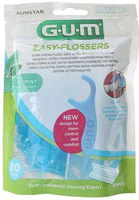 GUM Easy Flosser nosič s mentolovou nití 30 ks