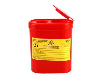 Pojemnik na odpady medyczne czerwony 0,7 l