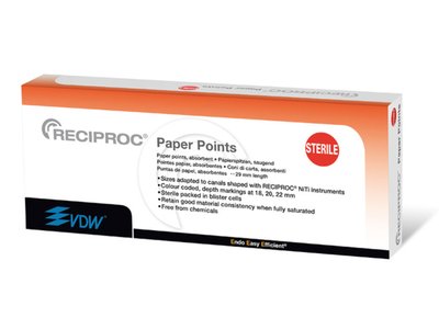 VDW - Sterilní papírové čepy pro Reciproc, SADA 025-050