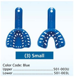 ŁYŻKI WYCISKOWE DURALOCK NIEBIESKIE dół 501-003L 1 szt rozmiar "S" łyżki ortodontyczne plastikowe