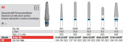 Edenta Lab 40 - TC nástroje, Diamond cut with prism surface - 1 ks