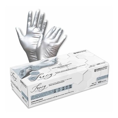 Vyšetřovací rukavice Fancy nitril, nepudrované, silver, 100 ks - S