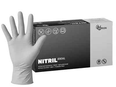 Nitrilové rukavice NITRIL IDEAL 100 ks, nepudrované, šedé, 3.5 g - Velikost: L