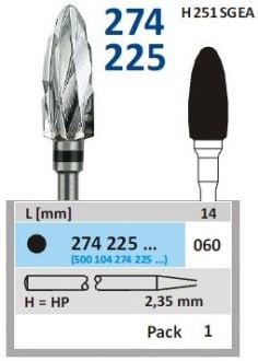 HORICO tvrdokovová fréza - vajíčko 6,0 mm