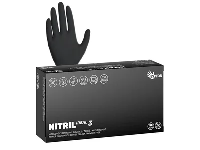 Nitrilové rukavice NITRIL IDEAL3 100 ks, nepudrované, černé, 3.5 g