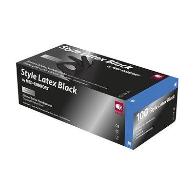 Vyšetřovací rukavice Style latex, nepudrované, Black, 100 ks - S
