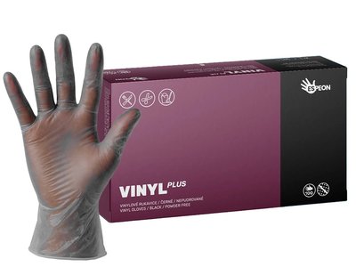 Vinylové rukavice VINYL PLUS 100 ks, nepudrované, černé, 5.0 g - Velikost: L