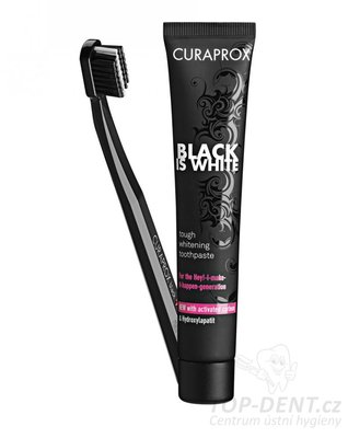 Curaprox Black is White SET zubní pasta 90 ml + CS 5460