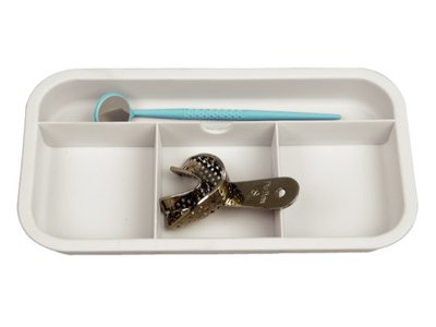 Plastový dělený tácek se 4 oddíly, bílý