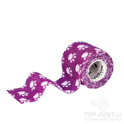 Kohezivní obinadlo yellowBAND 5cm x 4,5m (fialová tlapky)