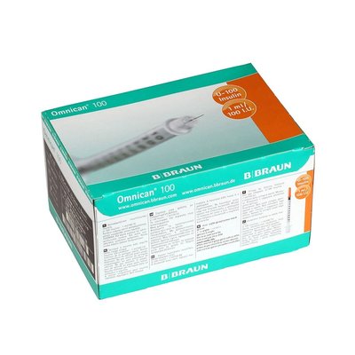 Inzulinová stříkačka Omnican s jehlou U-100 insulin, 1 ml/100 I.U. 30G x 1/2" 0,30 x 12 mm, 100 ks