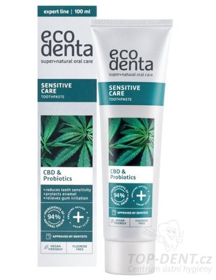 ECODENTA Sensitive Care zubní pasta s CBD a Probiotiky, 100ml