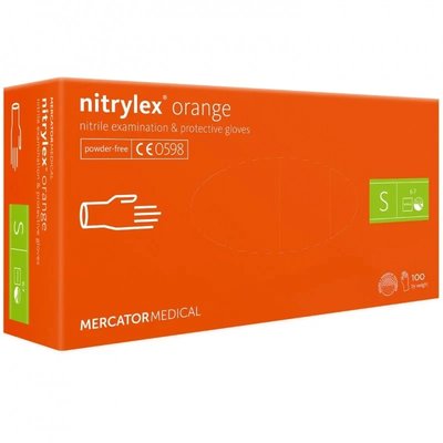 Rękawiczki Mercator nitrylex pomarańczowe 100 szt. - WARIANTY