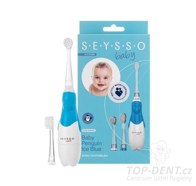 SEYSSO KIDS Baby Penguin Ice Blue sonický zubní kartáček 0-3 roky (modrý)