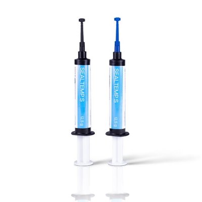 SEAL TEMP S, Dočasný pryskyřičný cement, střední síla retence, pro normální dočasné můstky a korunky, 2 x 12,5g stříkačky (báze + katalyzátor)
