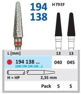 HORICO tvrdokovová fréza - kónus zaoblený 4,5 mm
