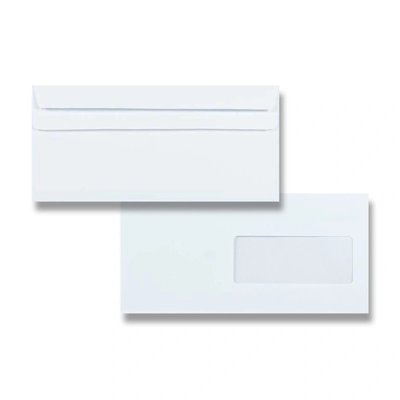 Obálky DL - s vnitřním tiskem a okénkem vpravo, navlhčovací lepidlo, (bal.50ks)