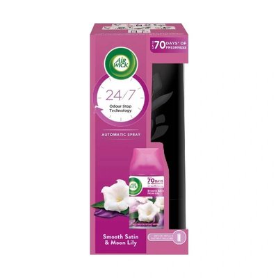 Osvěžovač vzduchu Airwick Freshmatic, komplet (strojek + náplň), jemný satén a lilie, 250 ml