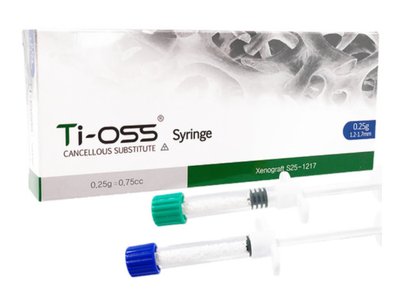 Ti-oss® Syringe bovinní granulát 0.5g / 1.2cc(ml), objem 1.2 cm3, velikost zrna 0.5-1.2mm S05-0512
