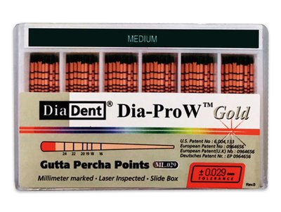 DiaDent Dia-Pro W GOLD - Gutaperčové čepy pro Wave One, vel. Medium