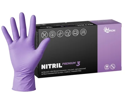 Nitrilové rukavice NITRIL PREMIUM3 100 ks, nepudrované, fialové, 4.0 g