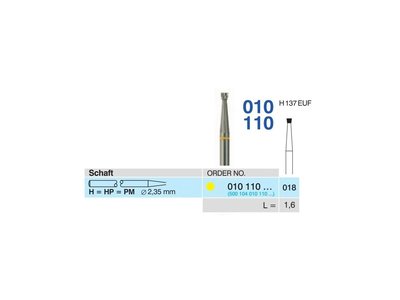 Tvrdokovová fréza - obrácený kónus, 010110, průměr 1,8mm - DOPRODEJ POSLEDNÍCH KUSŮ
