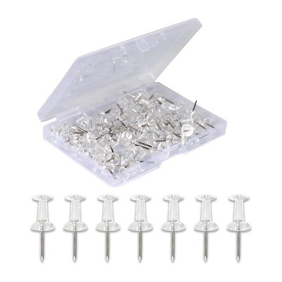 Připínáčky na korkové tabule, transparentní (bal.100ks)