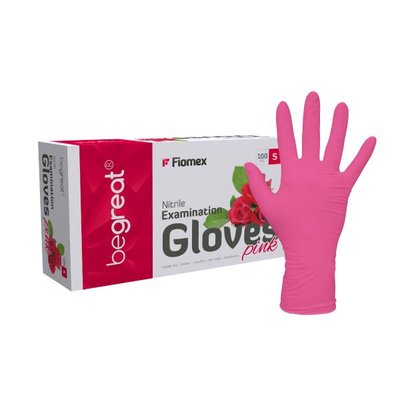 Rukavice BeGreat Nitril nepudrované pink 3,4g, M, 100ks