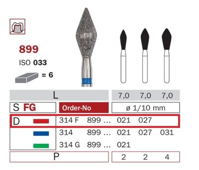 Diaswiss 899 červená, 6ks/balení - 021 mm