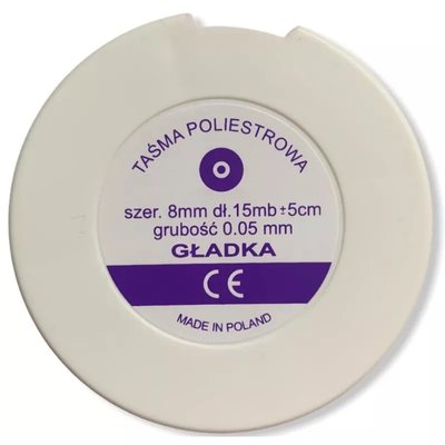 Taśma poliestrowa gładka szerokość 8mm krążek 15mb