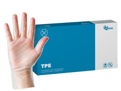 TPE rukavice 200 ks, nepudrované, bílé, 37 mi - Velikost: L