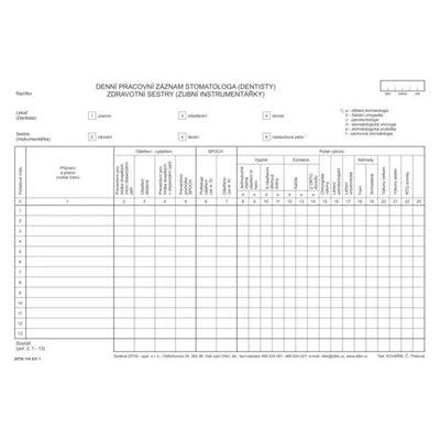 DITIS Denní prac. záznam ve stom. 100ks (999311)