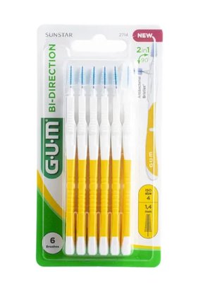 GUM Bi-Direction 1,4 mezizub. kartáčky 6ks - žluté