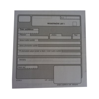 Registrační listy /blok pro 25 pacien.