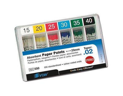 Sączki papierowe VDW sterylne 180szt./opak - WARIANTY