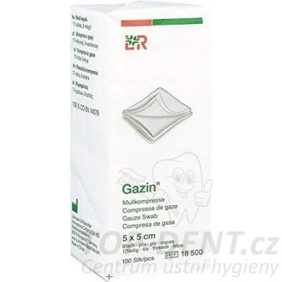 LR Gazin gázové kompresy 5x5 cm (nesterilní), 100ks
