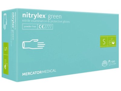 Vyšetřovací rukavice NITRYLEX GREEN zelené, 100ks, nepudrované