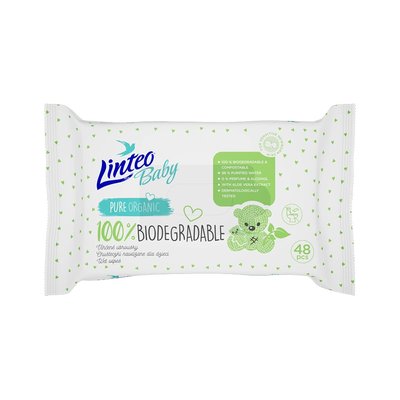 Dětské vlhčené ubrousky Linteo Baby Aqua, bioodbouratelné, 48 ks