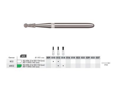 Diamant - kónus s kuličkou FG (6ks)