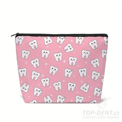 Toaletní taštička s motivem zubů (růžová), 1 ks