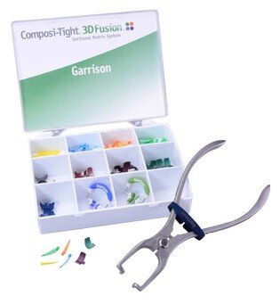 Composi-Tight 3D Fusion Sectional Matrix System Kit (2 pierścienie, 40 matryc, 40 klinów, kleszcze do pierścieni)