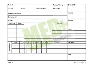 Obálka na stomatologický zdravotní záznam C5, 100 ks