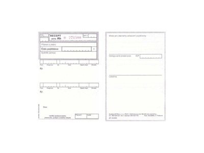 Recept obyčejný, číslovaný blok 100 listů