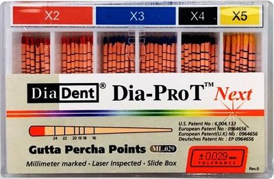 DIA-PROT NEXT guttaperčové čepy X2 Protaper Next